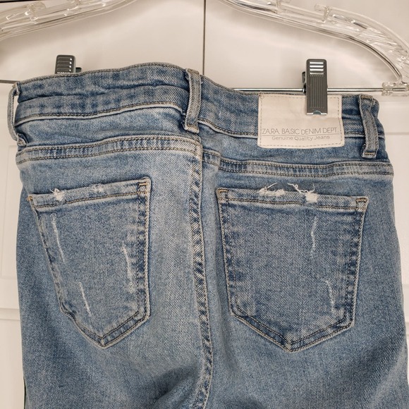 Zara Basic Denim Dept Z1975 Skinny Distressed Raw Hem Jeans Size‎ 2 - Picture 10 of 14